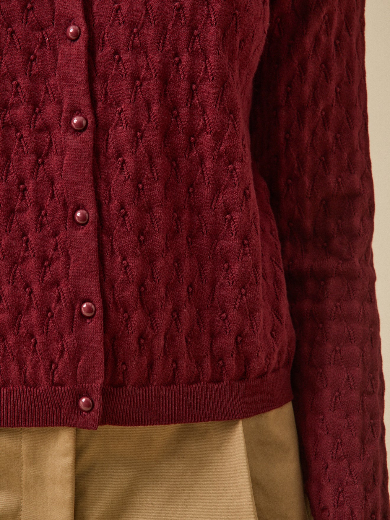 Women's pointelle knit cardigan