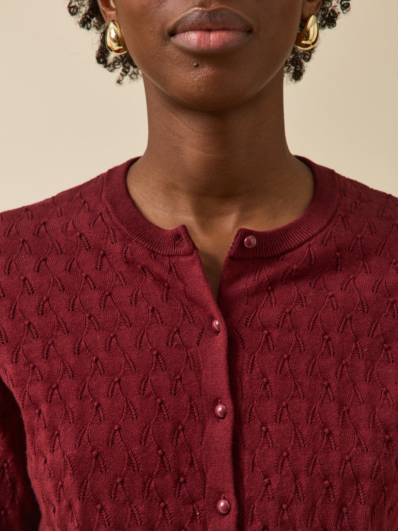 Women's pointelle knit cardigan