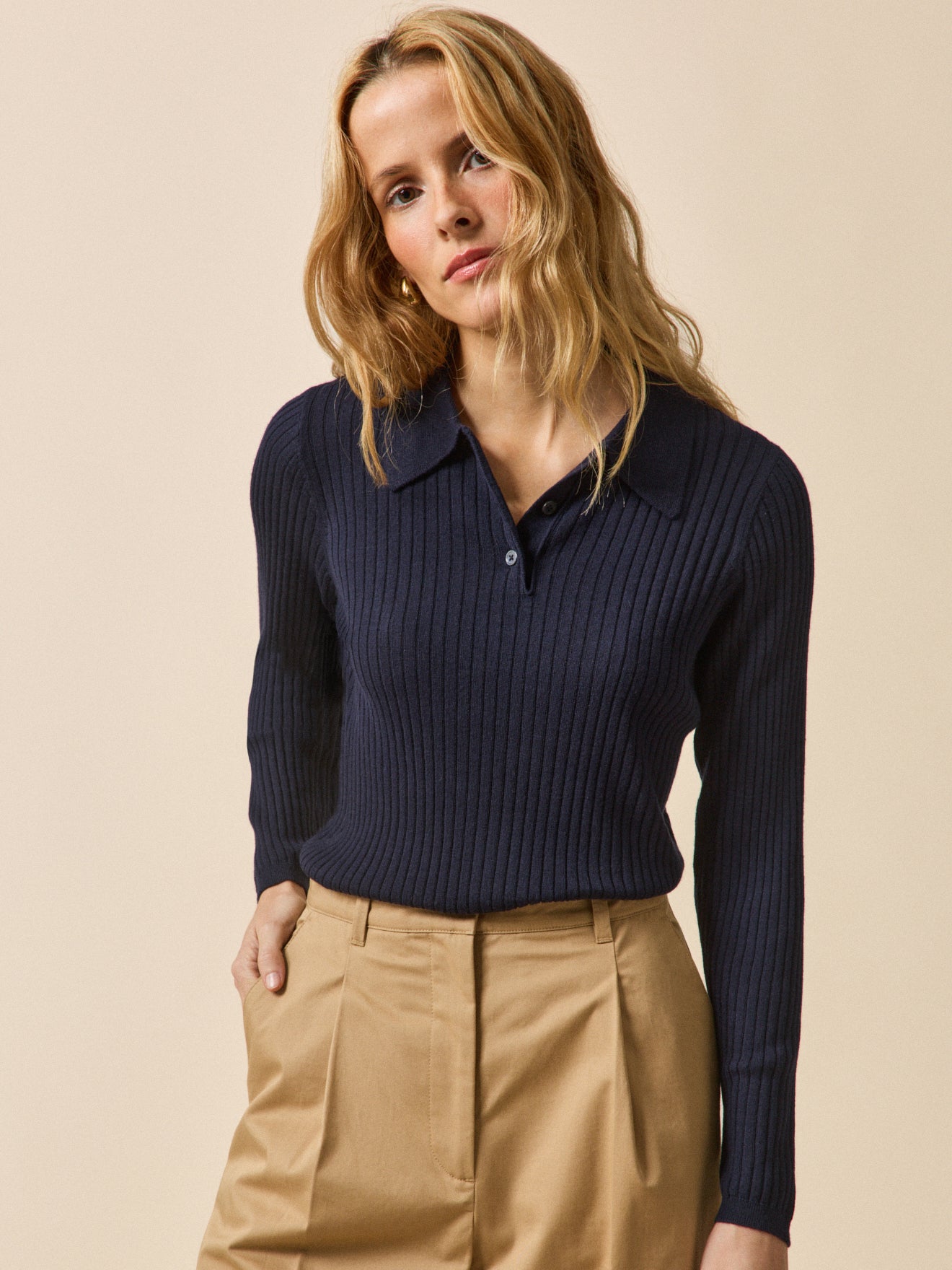 Women's RWS* sweater with polo shirt collar