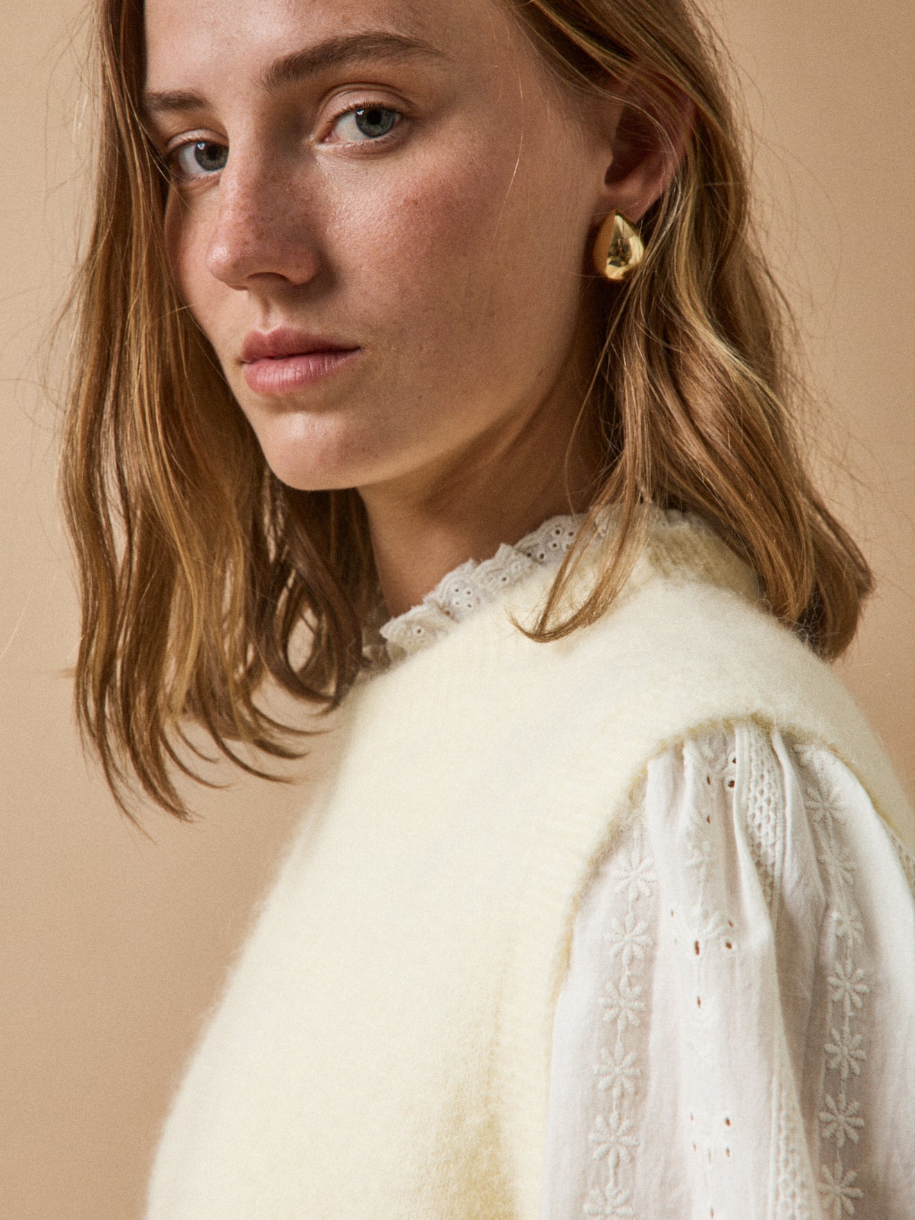 Pull sans manches femme mélange alpaga