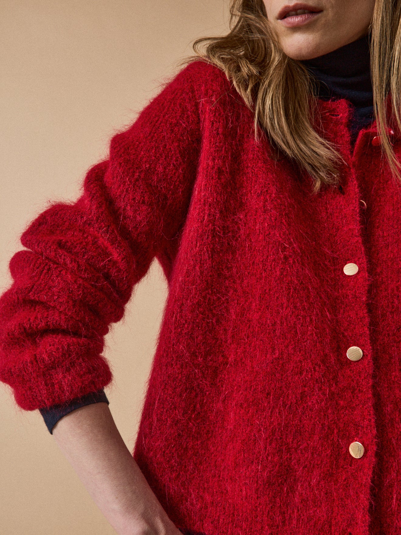 Women's wool and mohair cardigan
