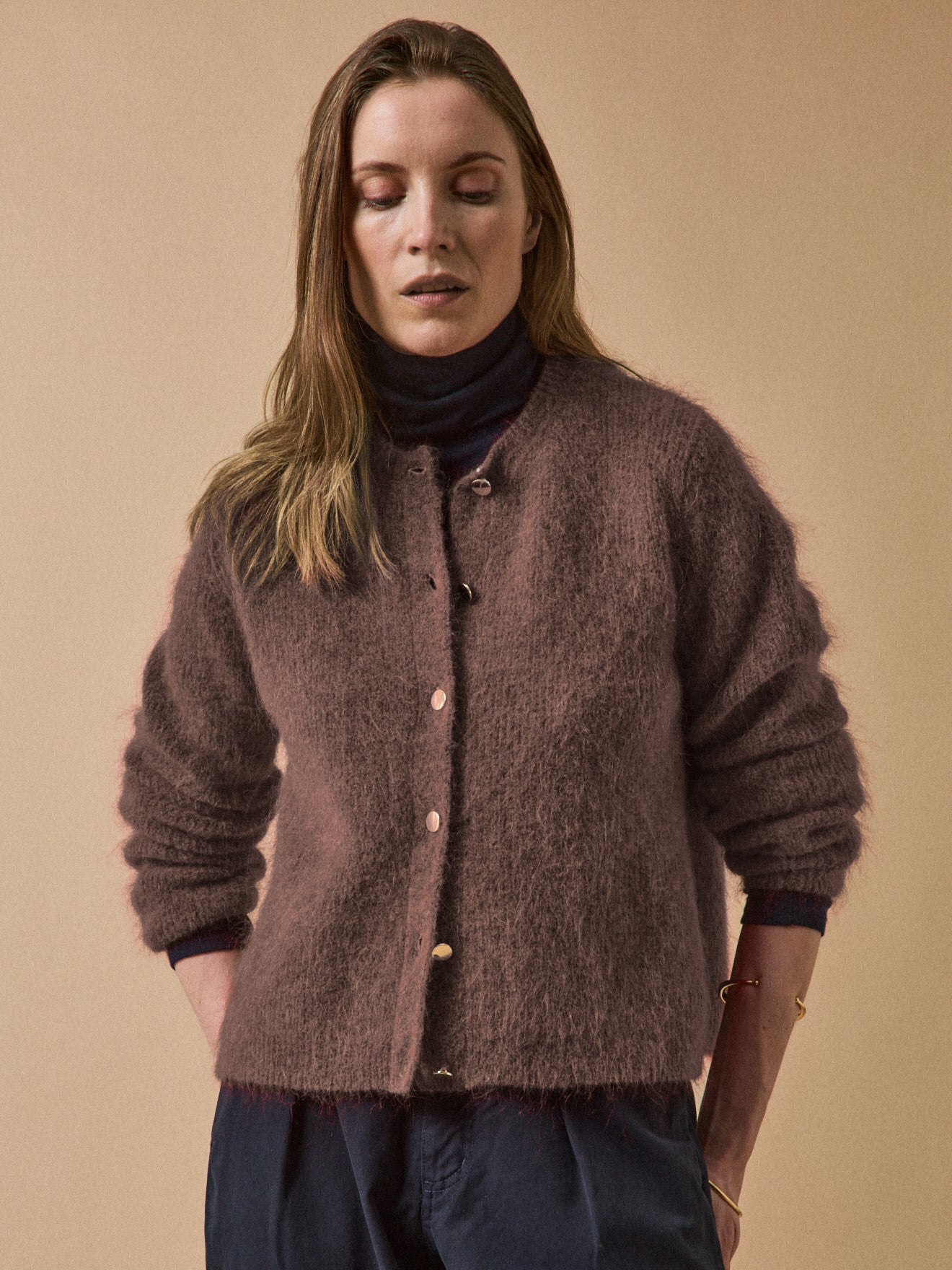 Women's wool and mohair cardigan