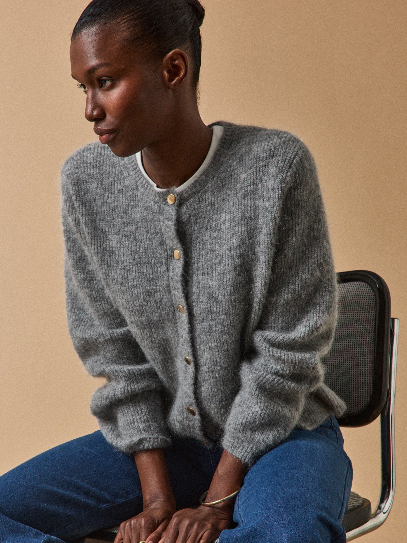 Women's wool and mohair cardigan