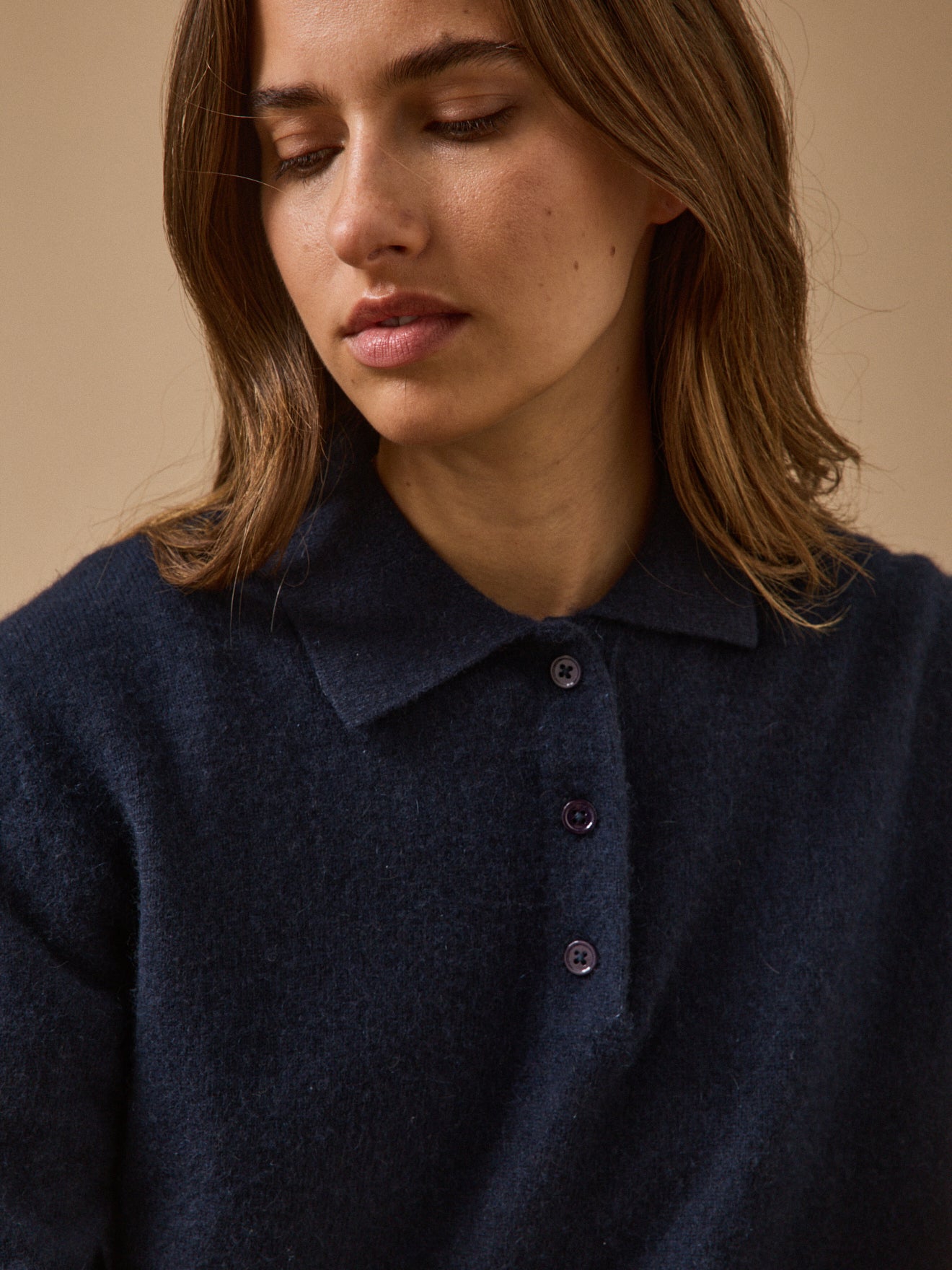 Women's sweater with polo shirt collar - The Cashmere Collection
