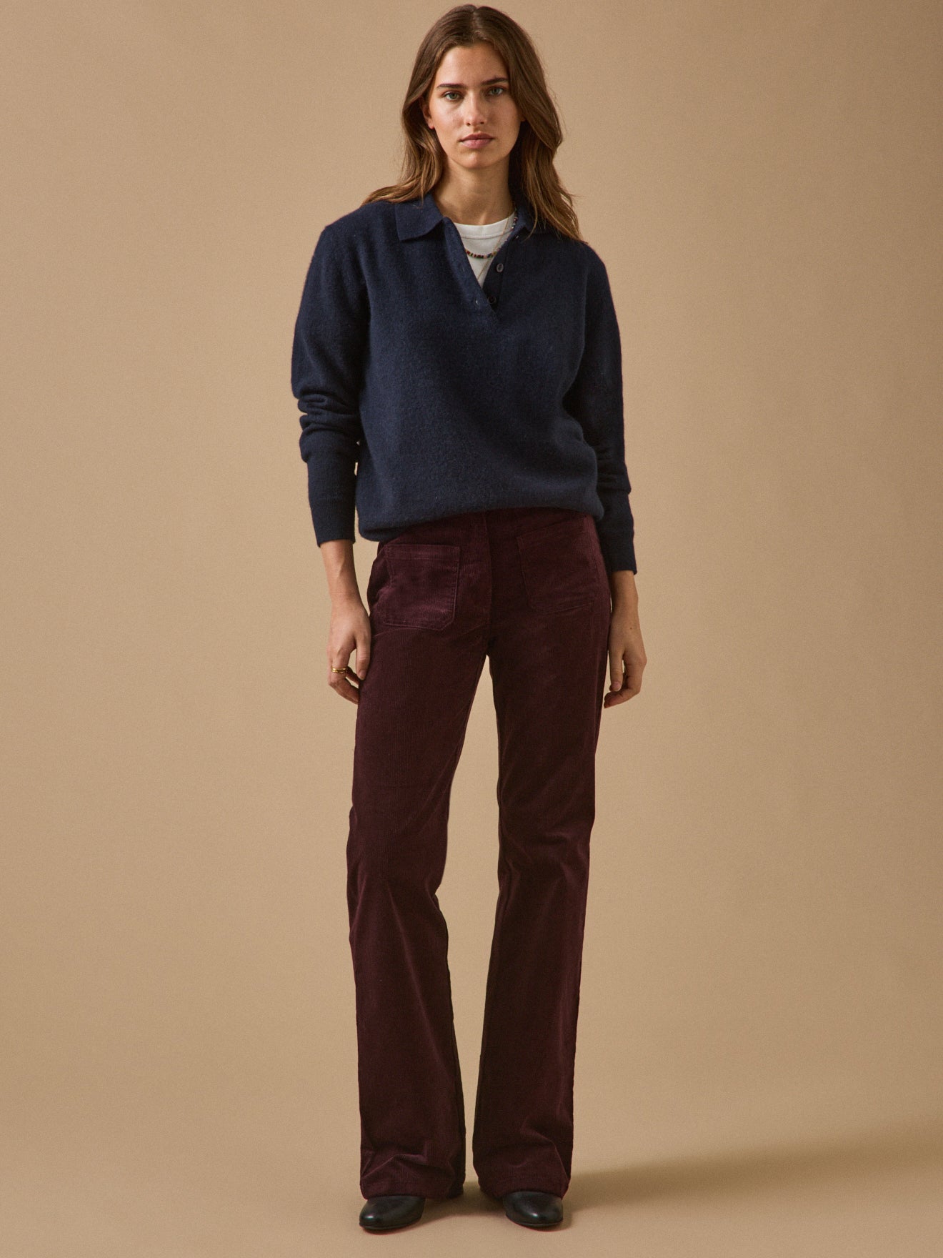 Women's sweater with polo shirt collar - The Cashmere Collection