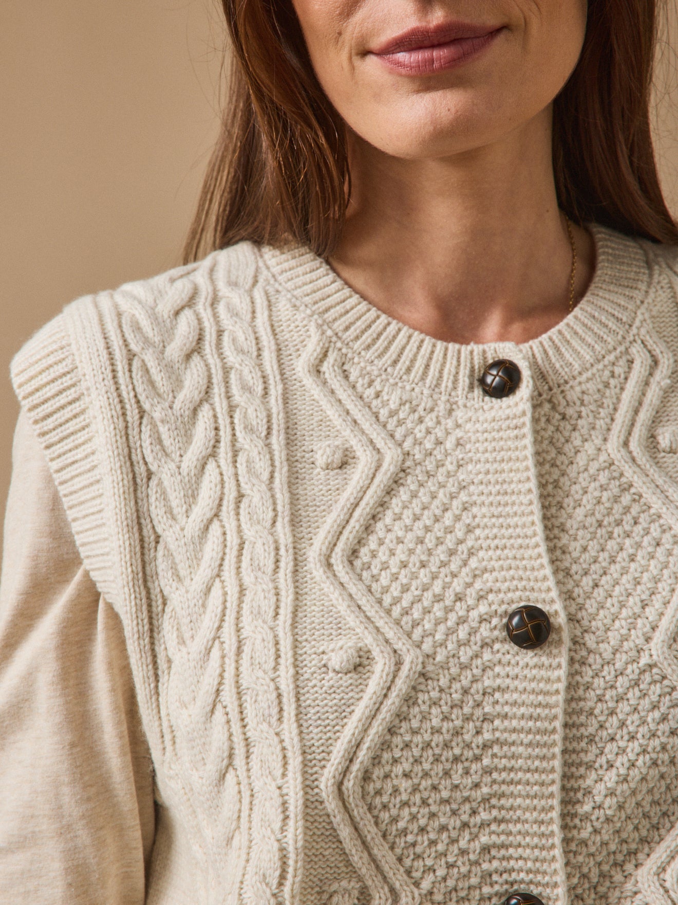 Women's RWS* wool sleeveless cardigan