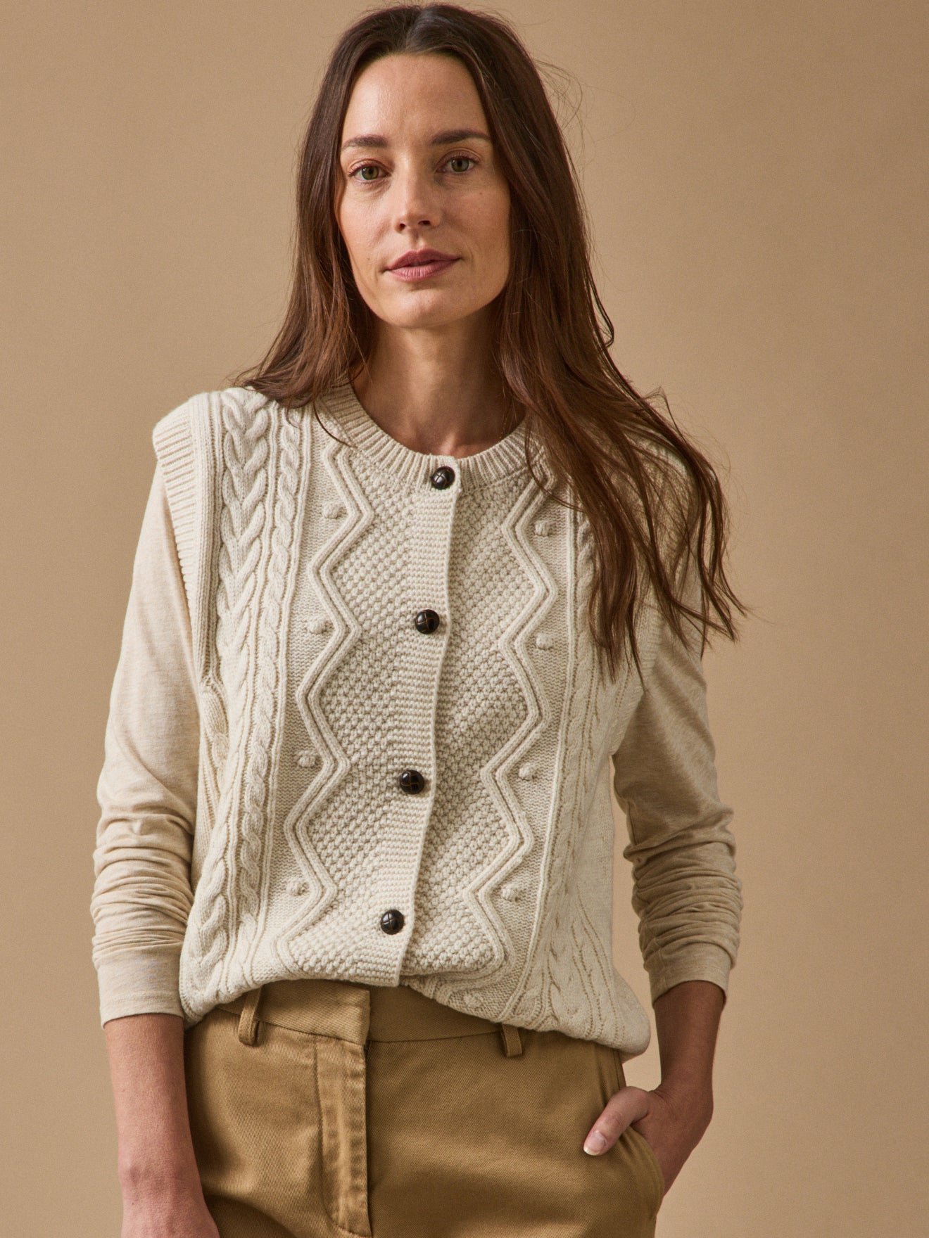 Women's RWS* wool sleeveless cardigan