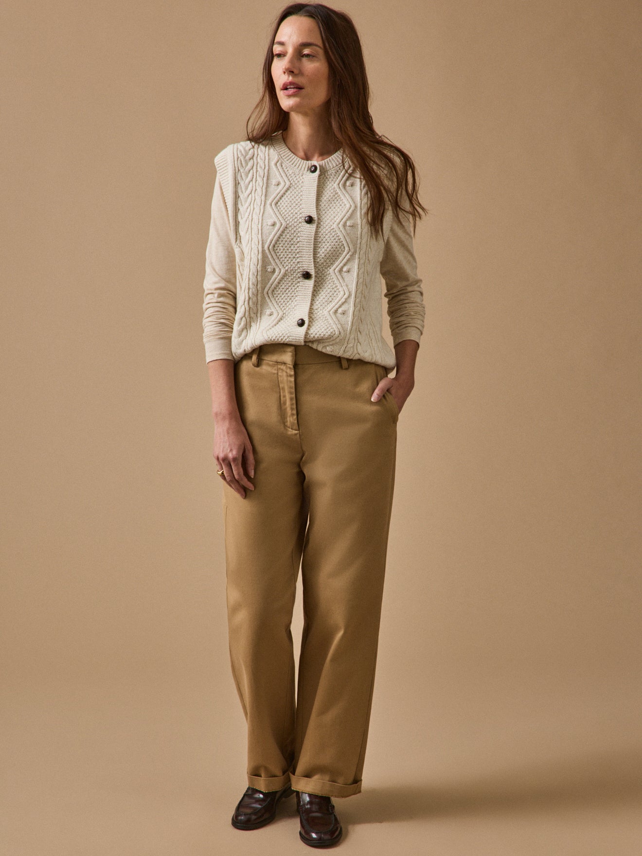 Women's RWS* wool sleeveless cardigan