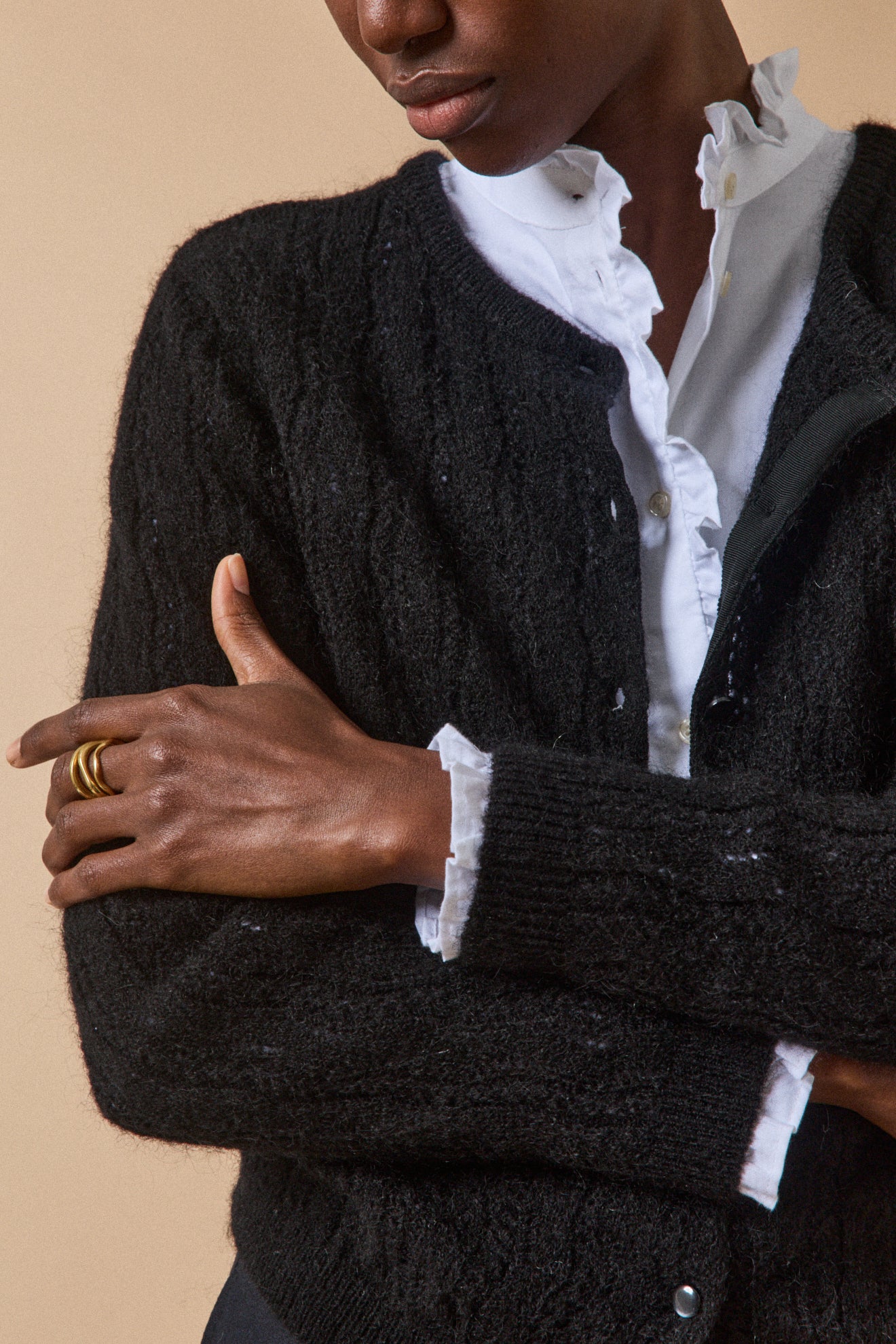 Women's kid mohair blend reversible cardigan