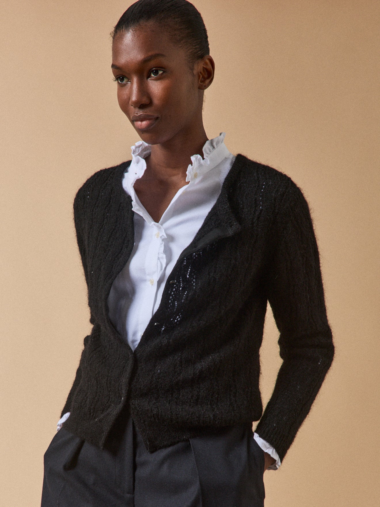 Gilet réversible femme mélange kid mohair