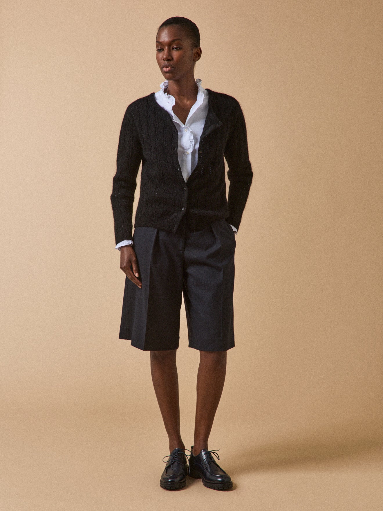 Women's kid mohair blend reversible cardigan