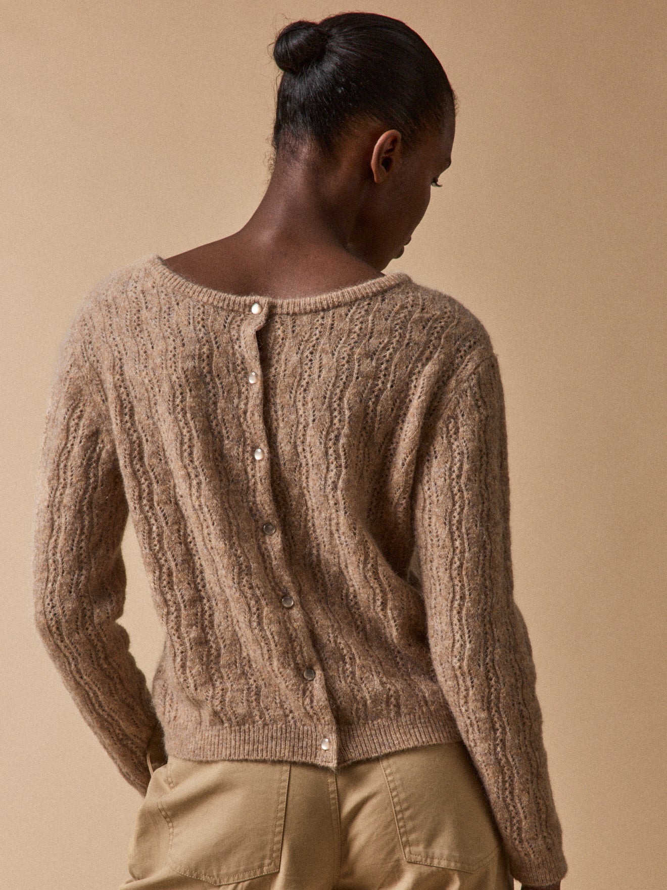 Women's kid mohair blend reversible cardigan