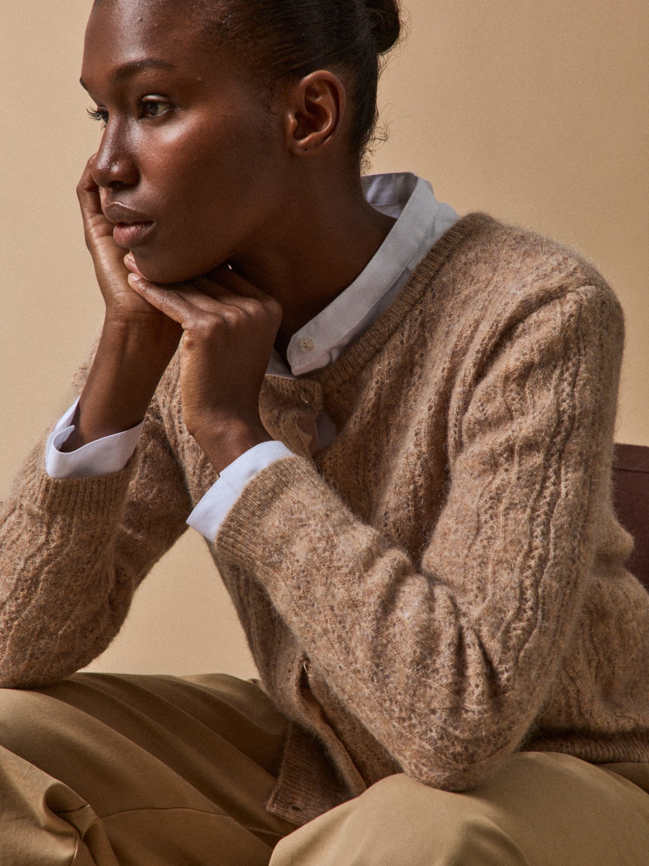 Women's kid mohair blend reversible cardigan