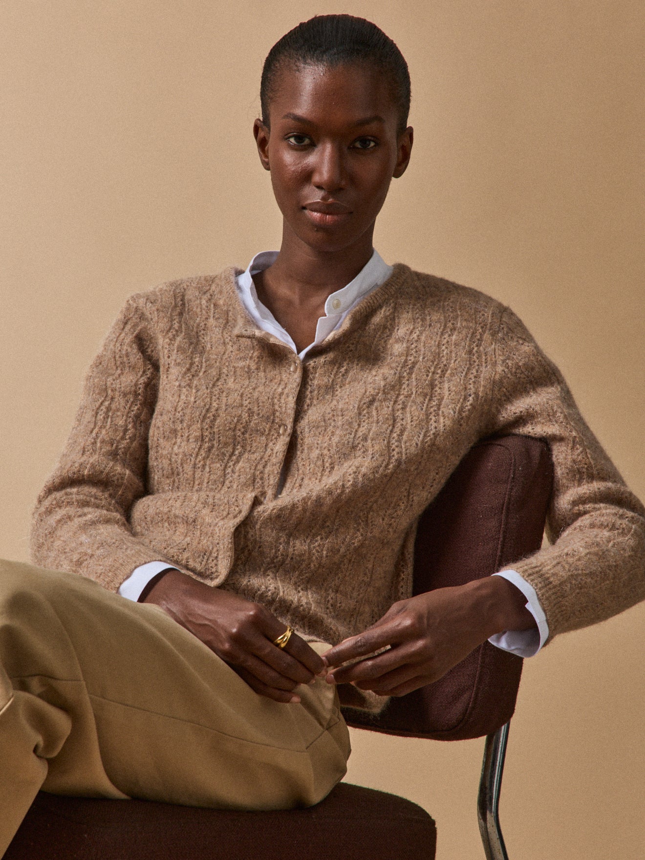 Women's kid mohair blend reversible cardigan