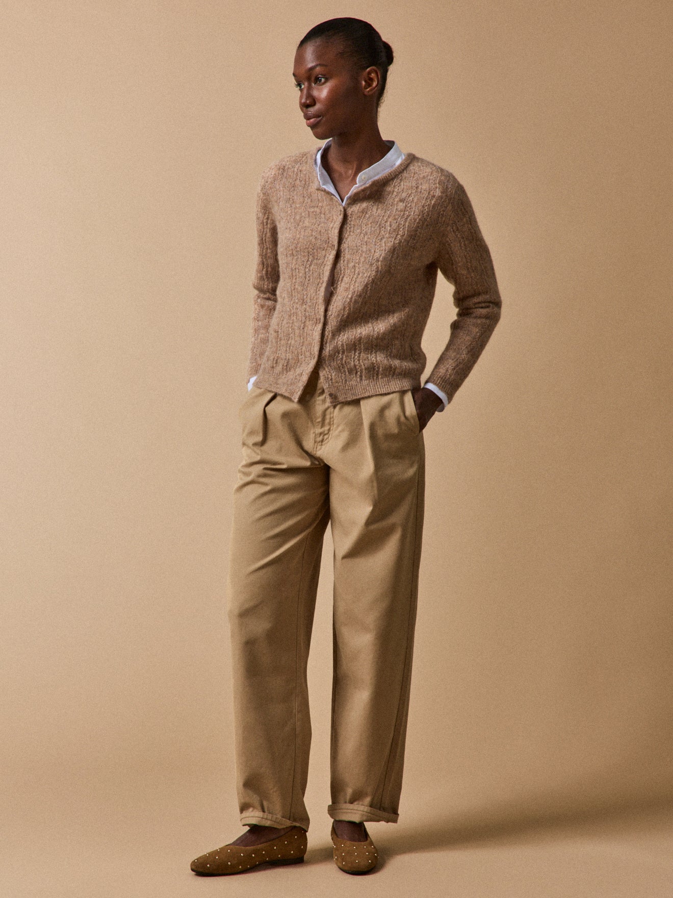 Women's kid mohair blend reversible cardigan