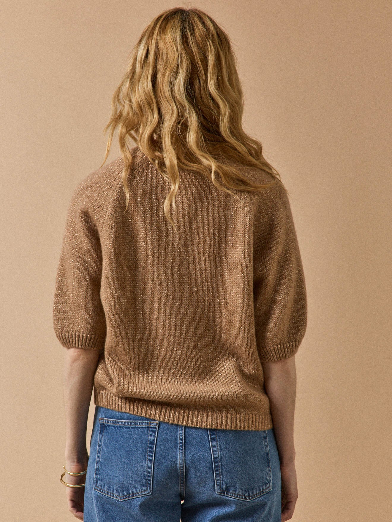 Women's short-sleeved iridescent sweater