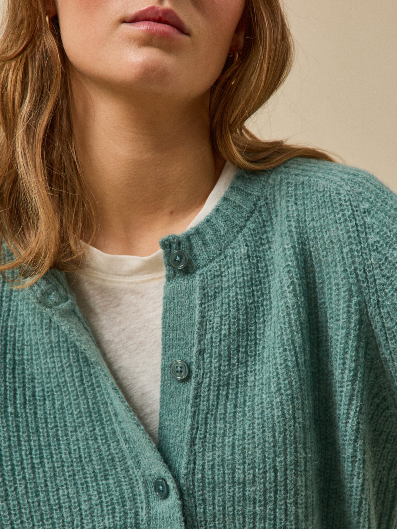 Women's cardigan with wool, alpaca and mohair