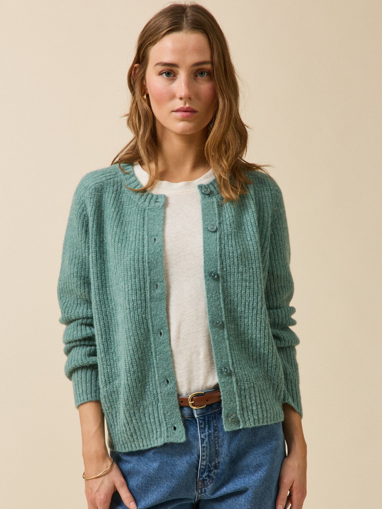 Women's cardigan with wool, alpaca and mohair