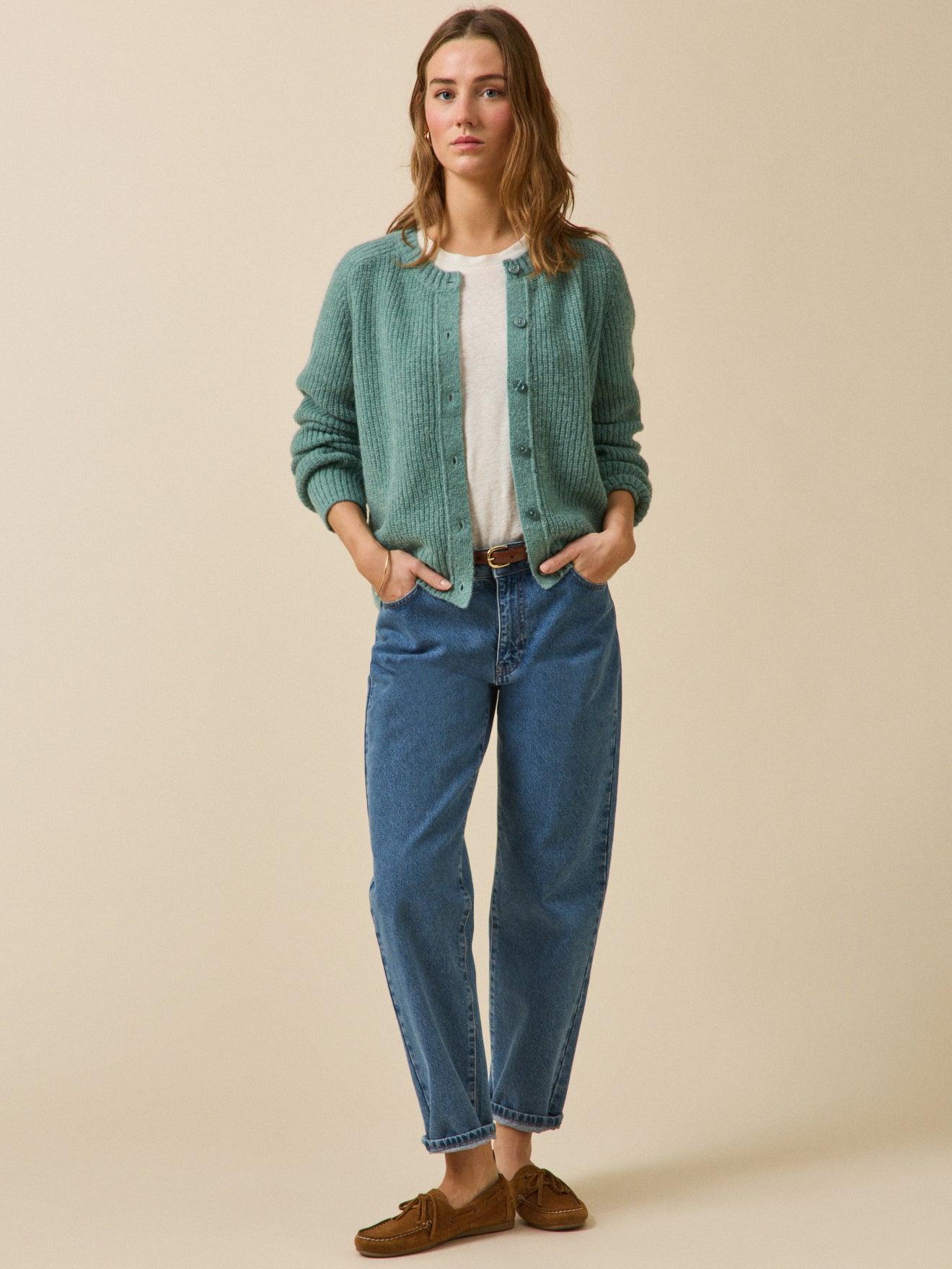 Women's cardigan with wool, alpaca and mohair