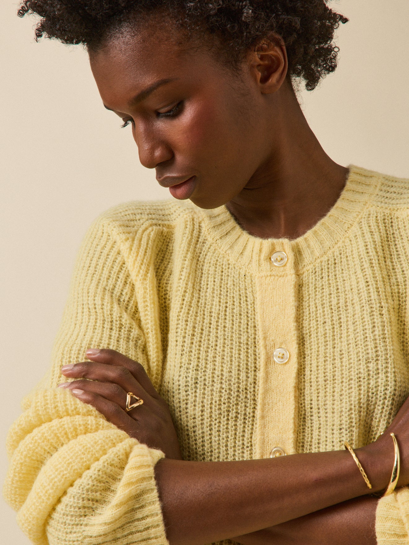 Women's cardigan with wool, alpaca and mohair