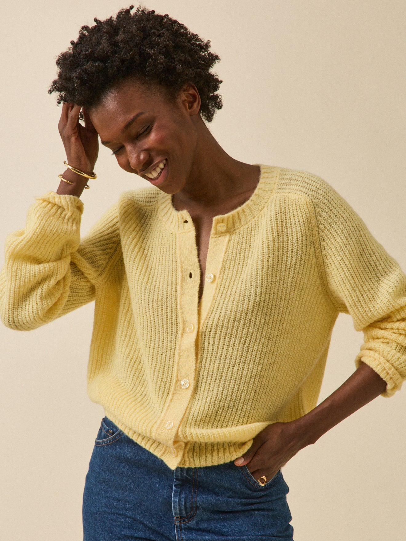 Women's cardigan with wool, alpaca and mohair