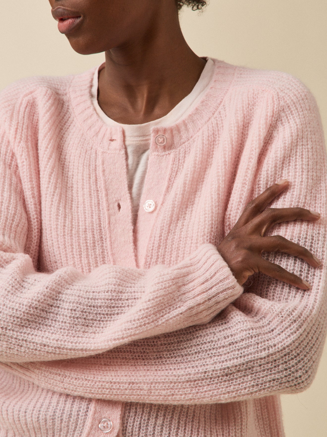 Women's cardigan with wool, alpaca and mohair