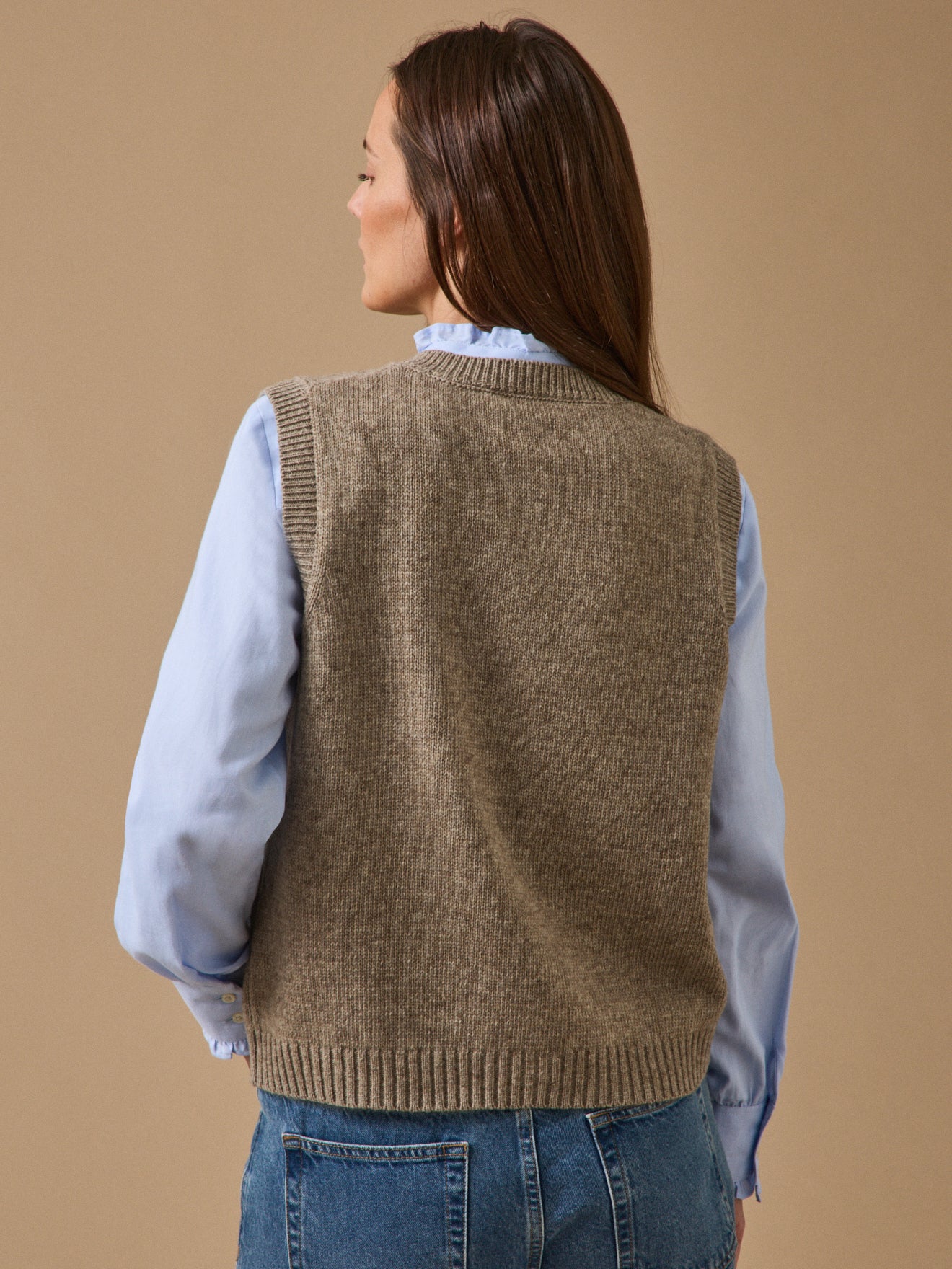 Gilet jacquard sans manches femme