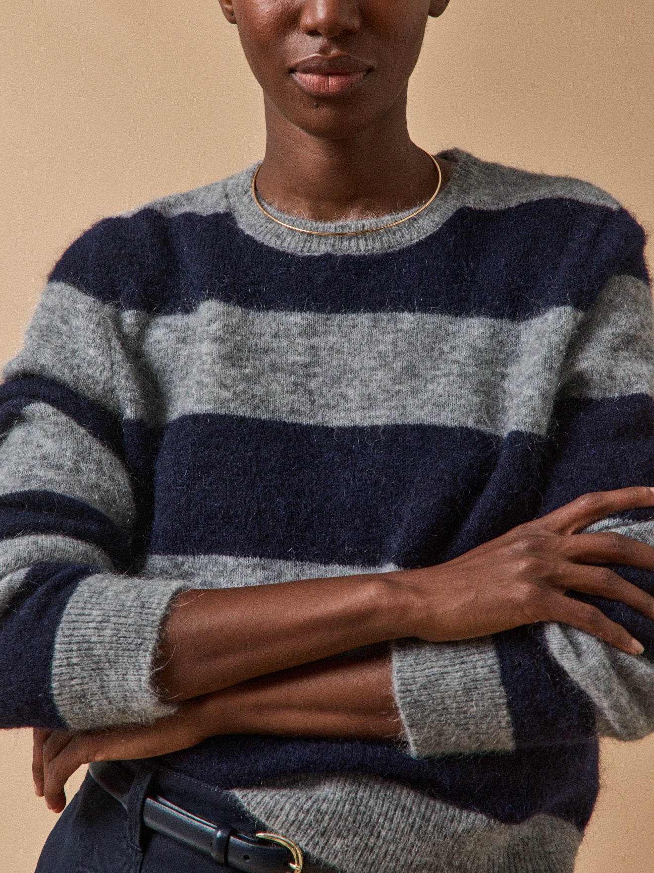 Pull rayé bicolore femme