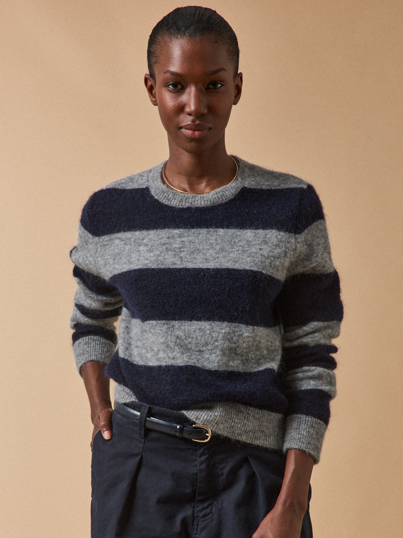 Pull rayé bicolore femme