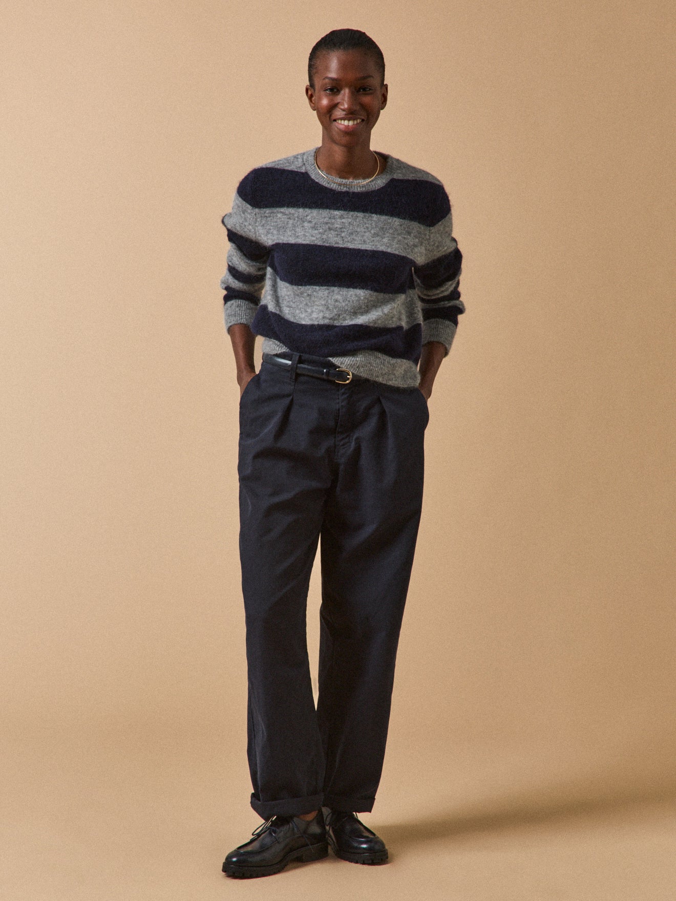 Pull rayé bicolore femme