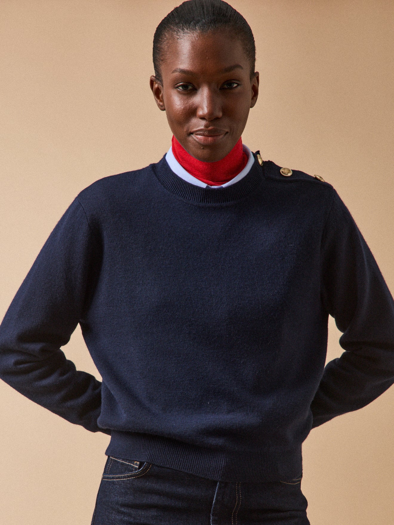 Women's RWS* sweater with golden buttons