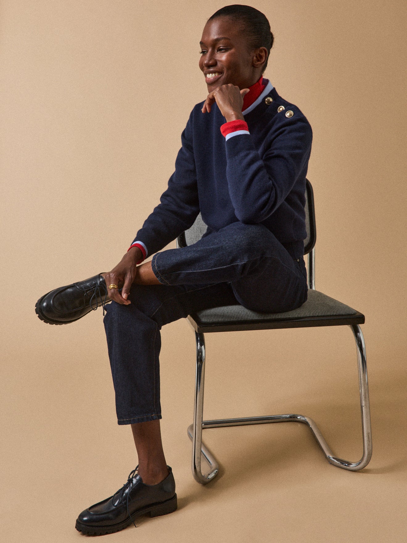 Women's RWS* sweater with golden buttons