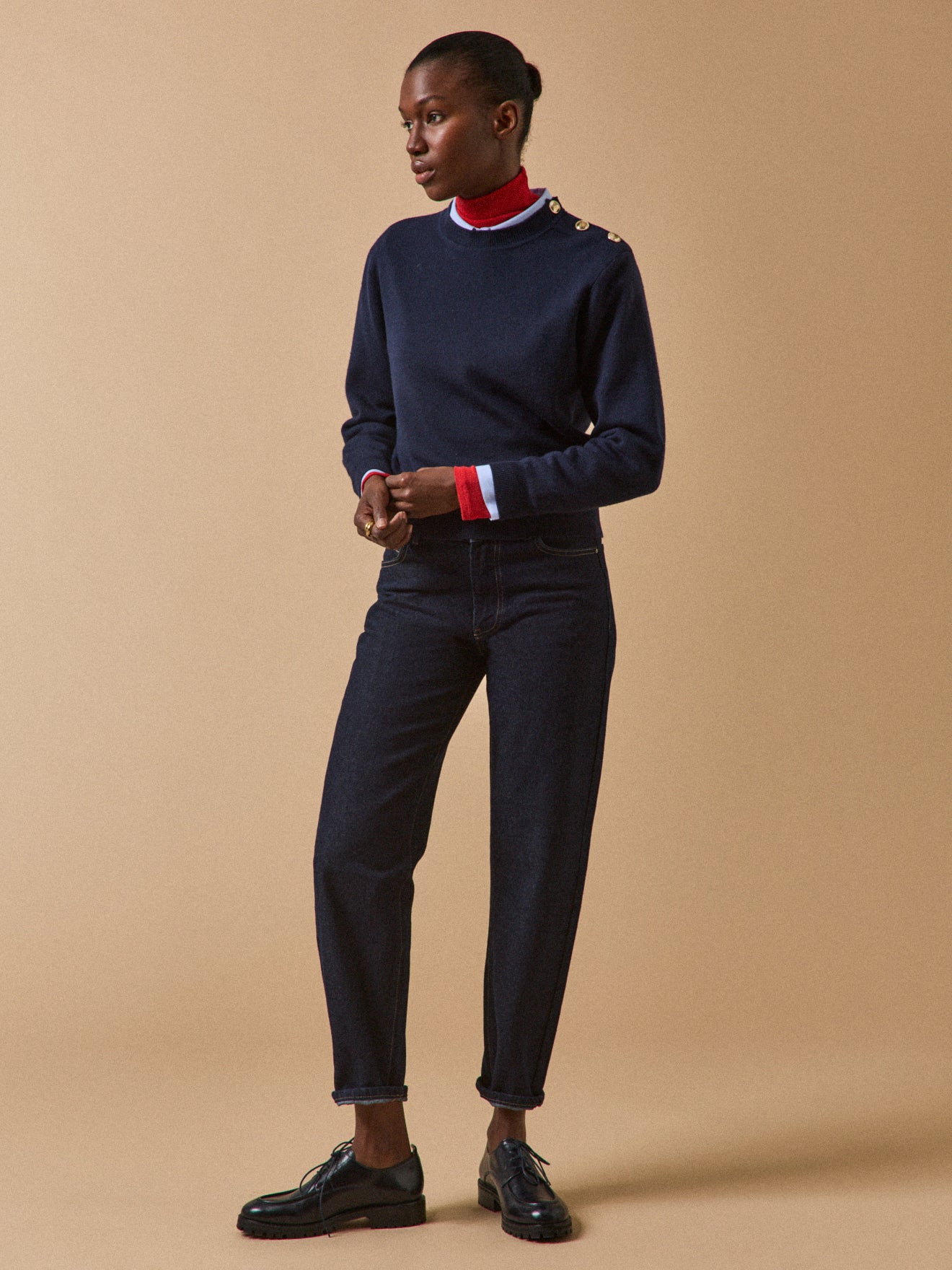 Women's RWS* sweater with golden buttons