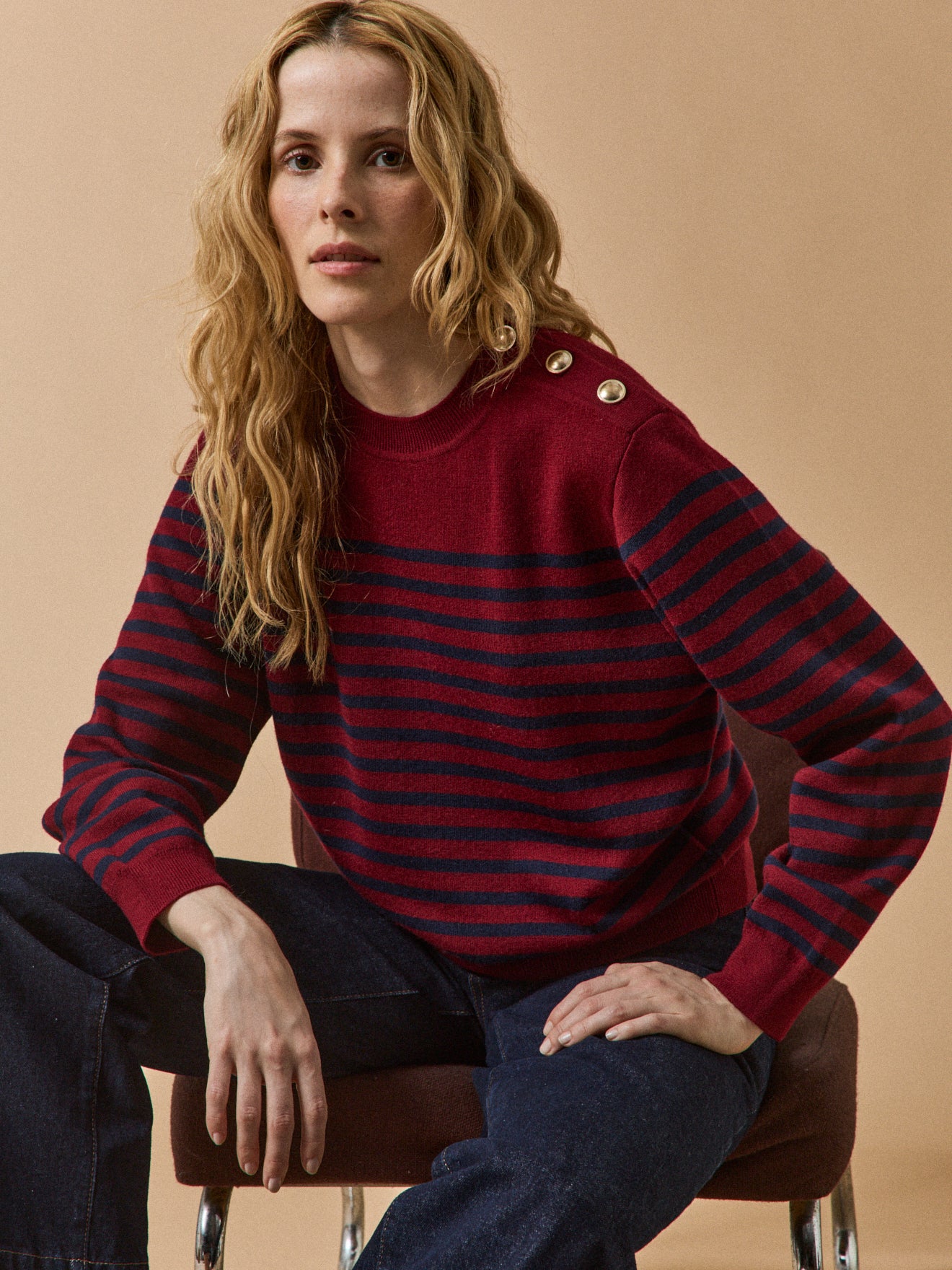 Women's RWS* sweater with golden buttons