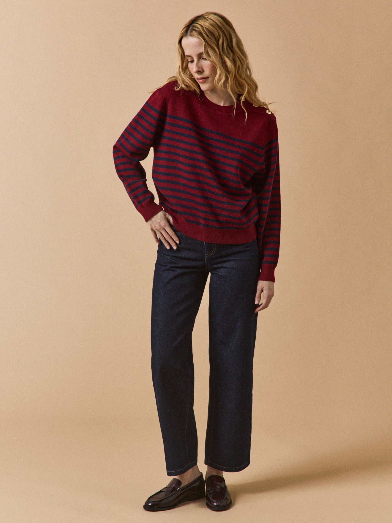 Women's RWS* sweater with golden buttons