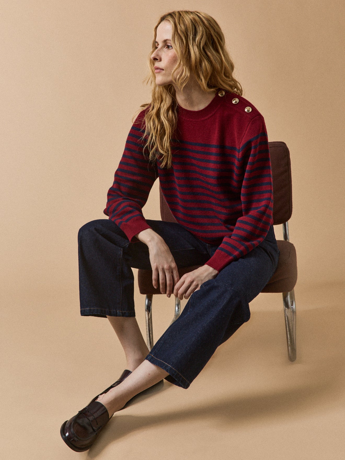 Women's RWS* sweater with golden buttons