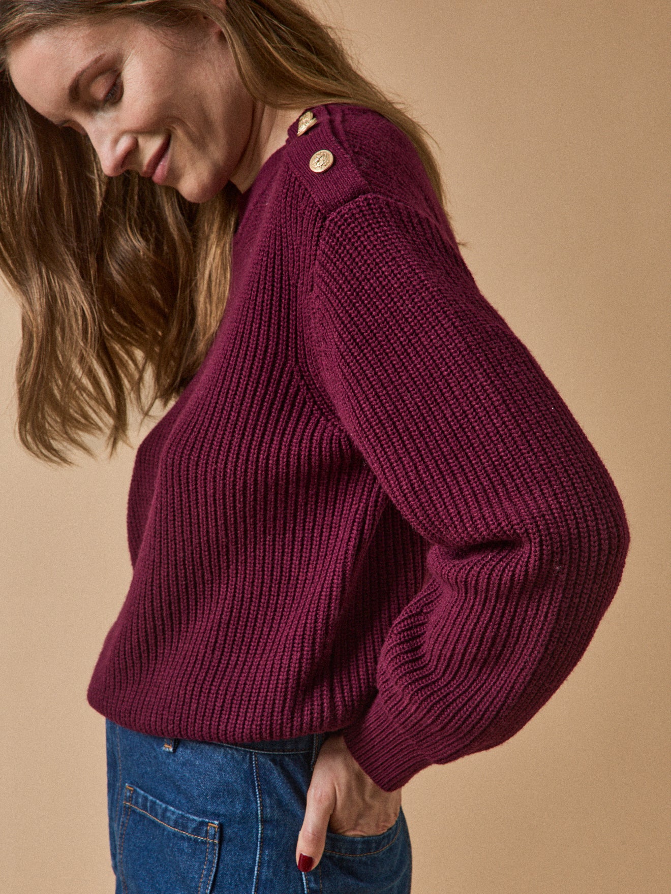 Pull en côtes anglaises femme laine RWS*