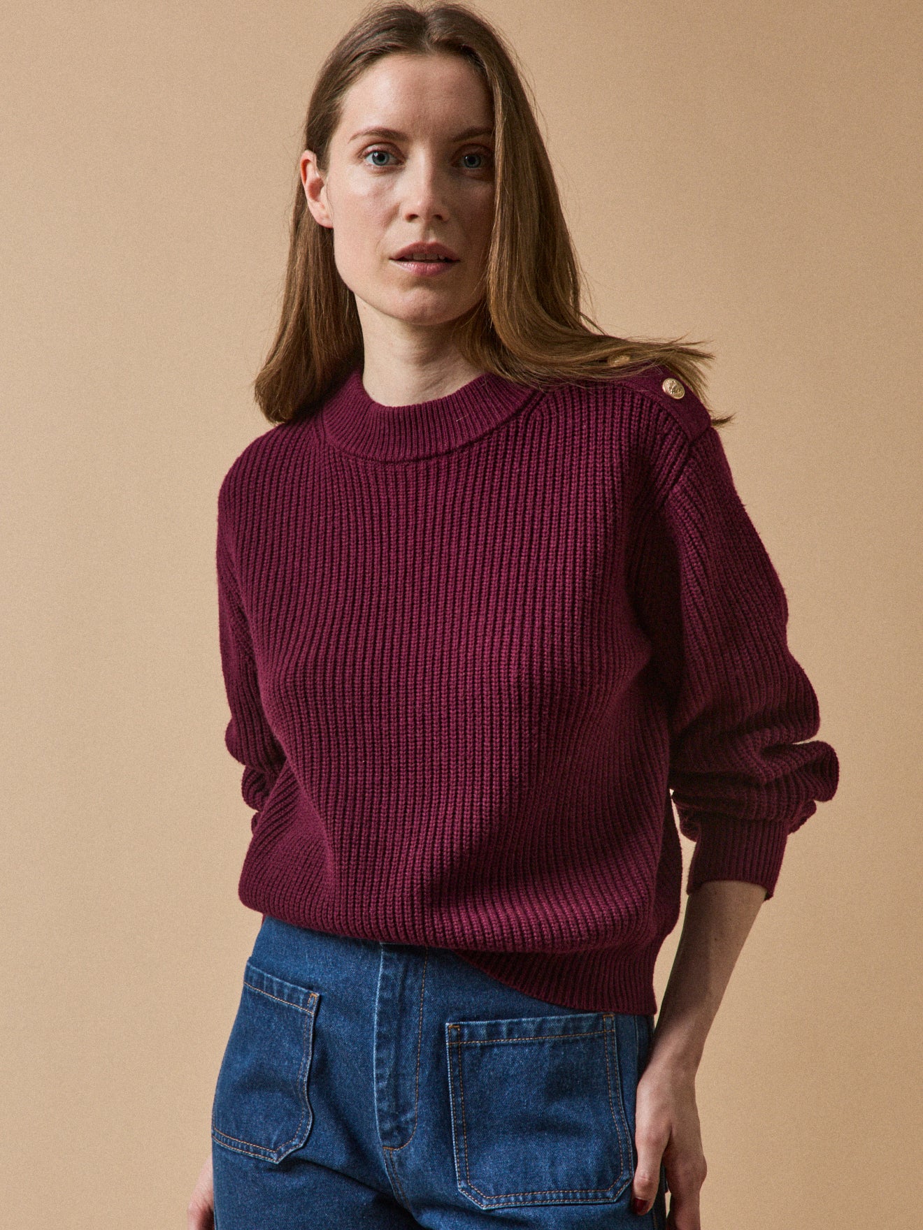 Pull en côtes anglaises femme laine RWS*