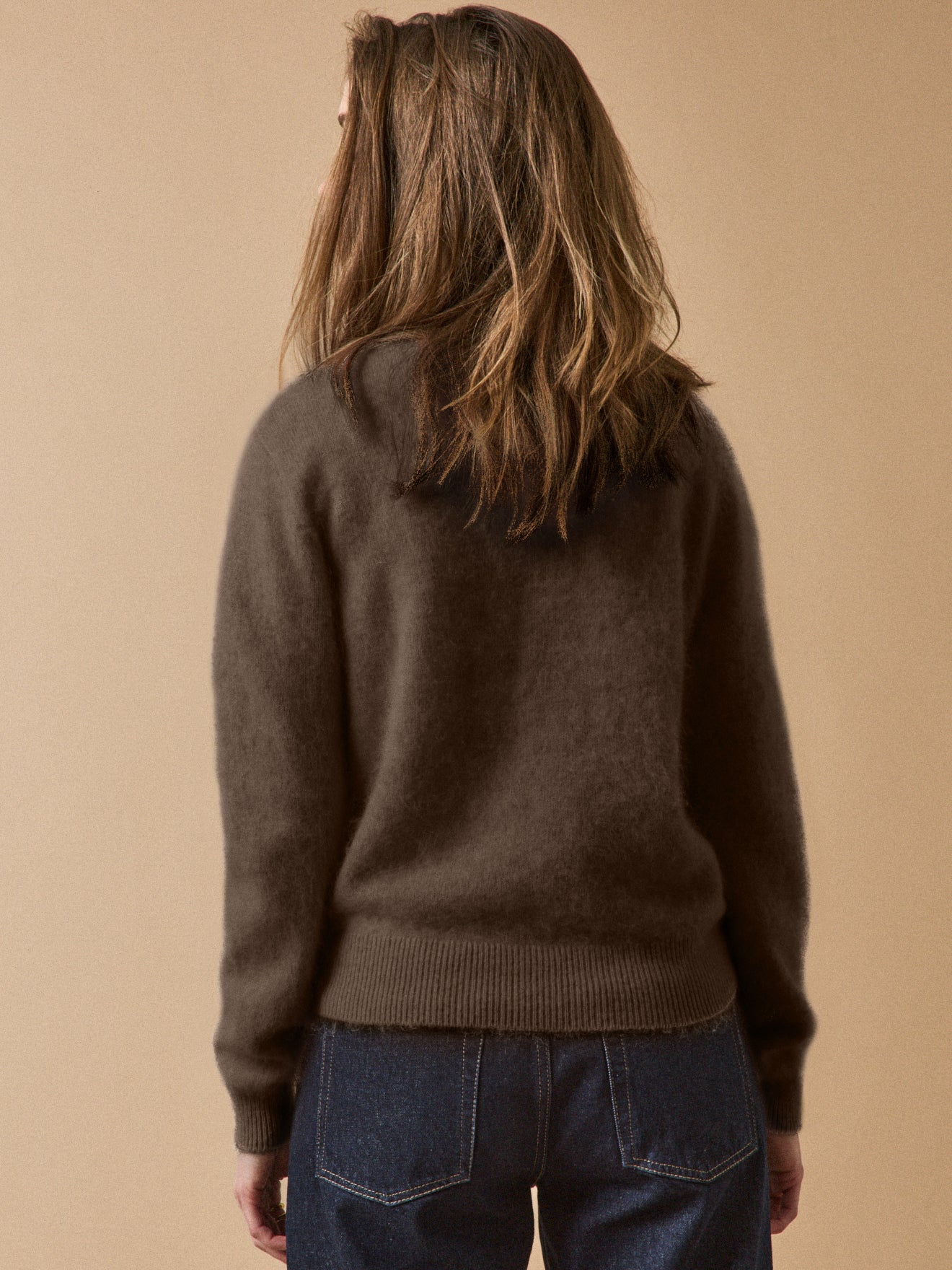 Pull col rond laine brossée femme