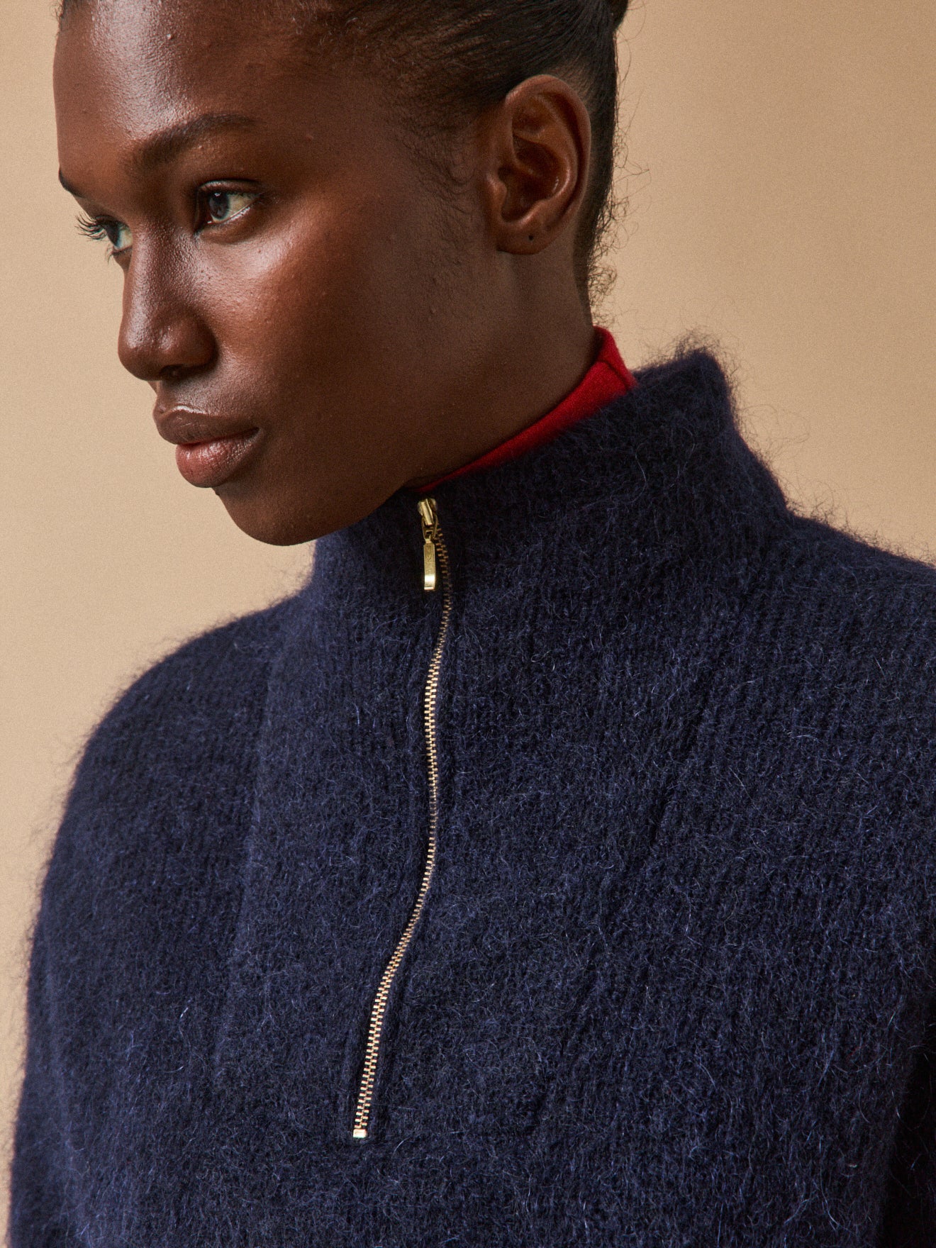 Pull col camionneur femme avec laine et mohair