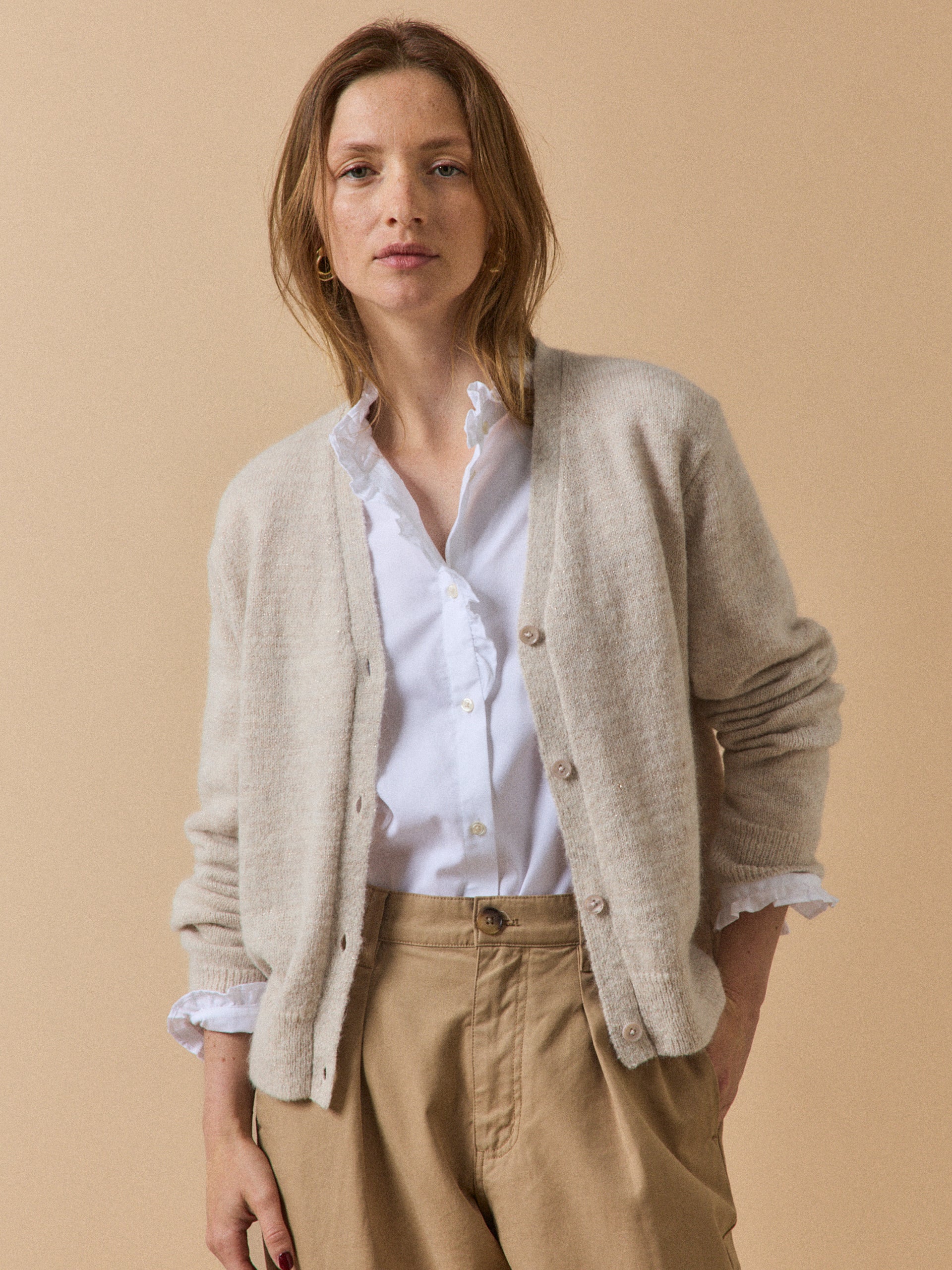 Gilet maille irisée femme avec alpaga et laine