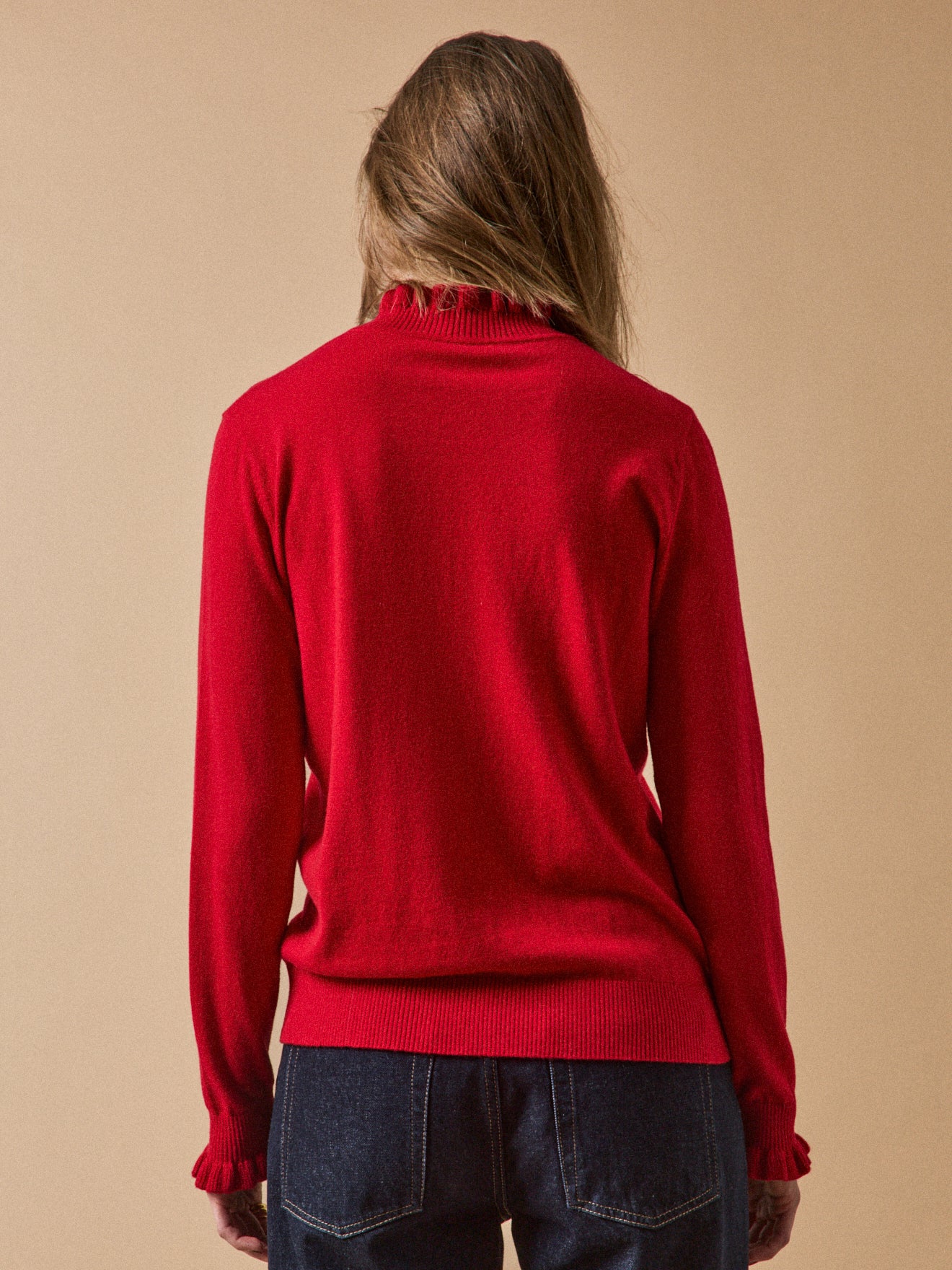 Pull volanté femme coton biologique et laine RWS*