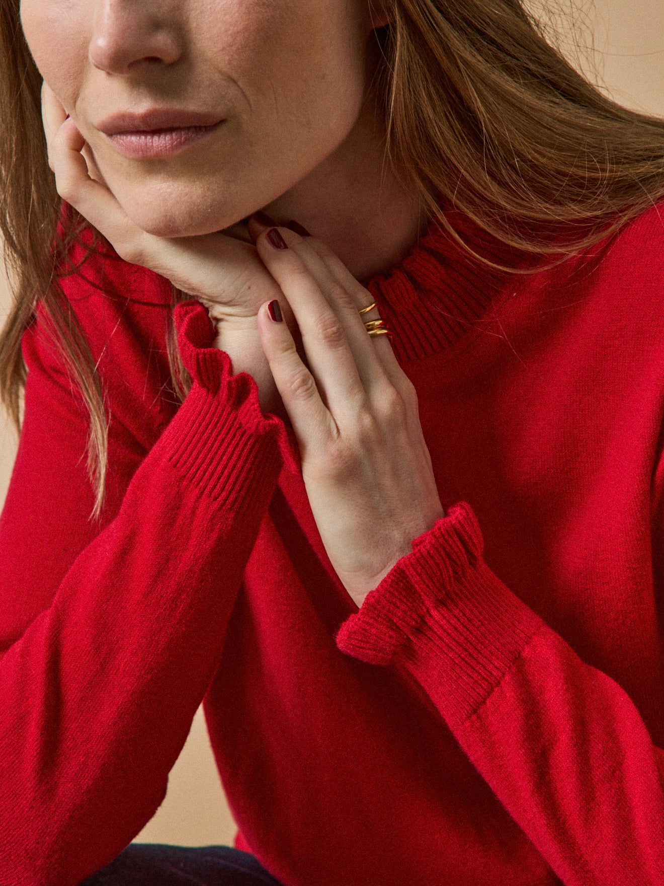 Pull volanté femme coton biologique et laine RWS*