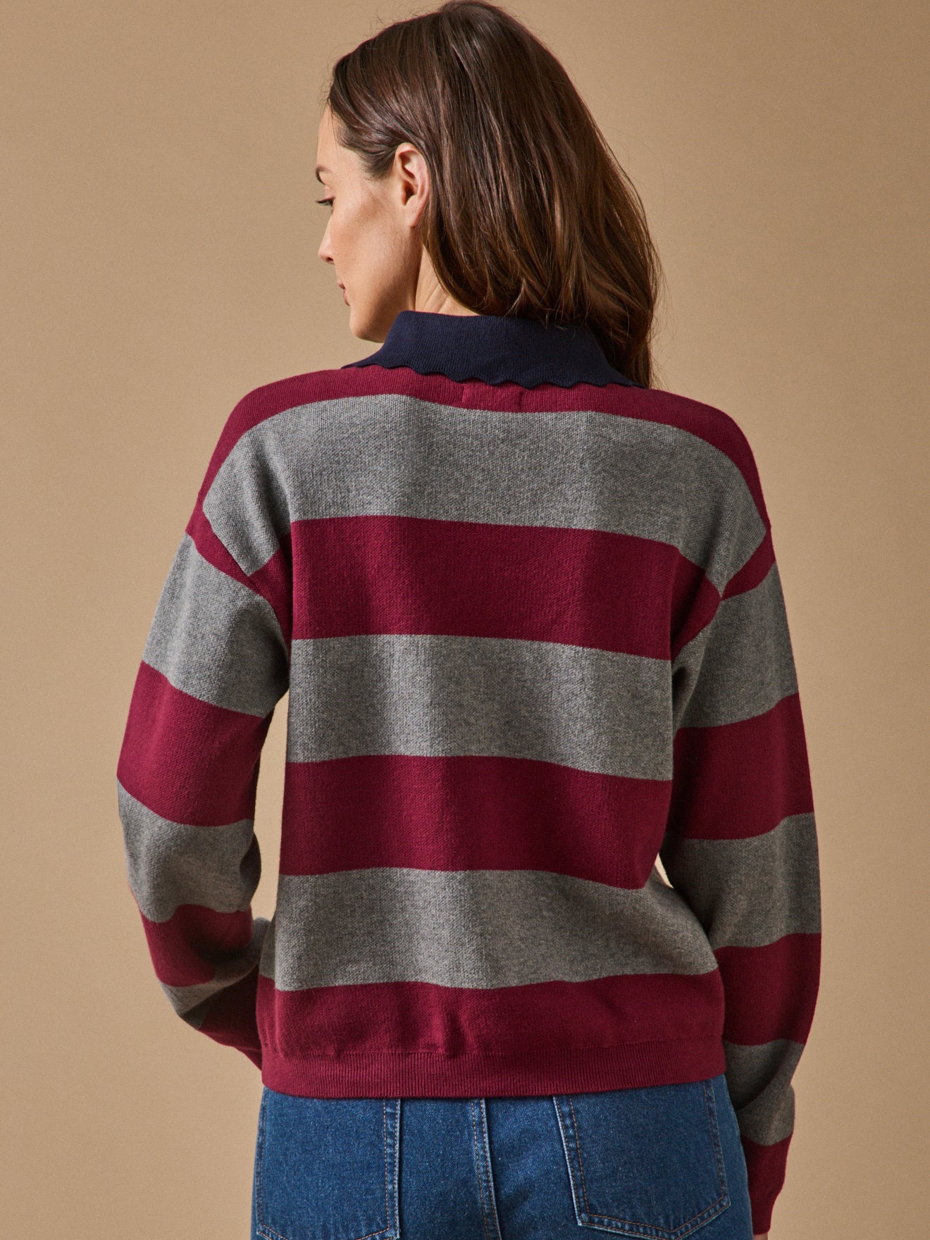 Women's organic cotton and cashmere polo-style sweater