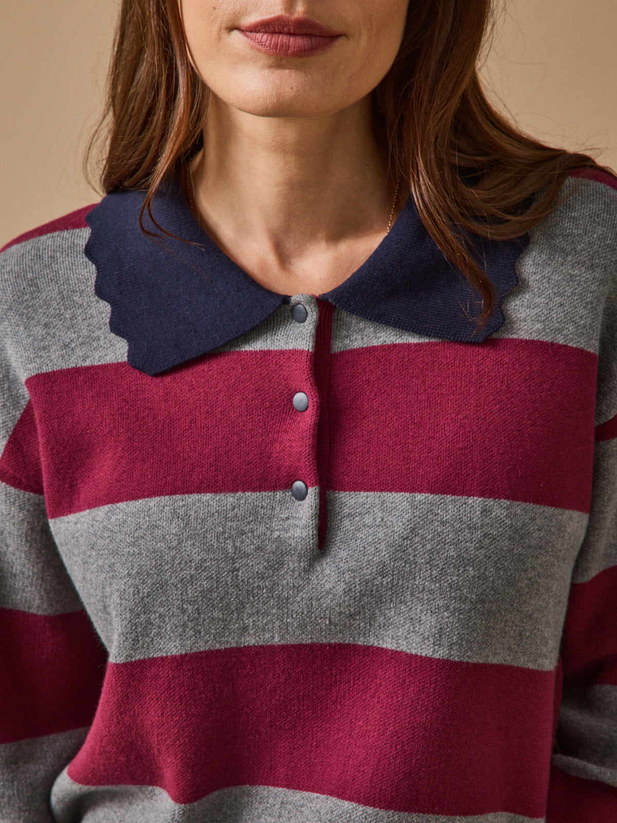 Women's organic cotton and cashmere polo-style sweater