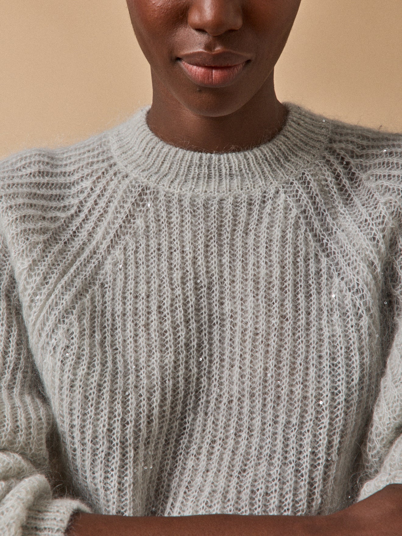 Women's mohair and alpaca sequined sweater