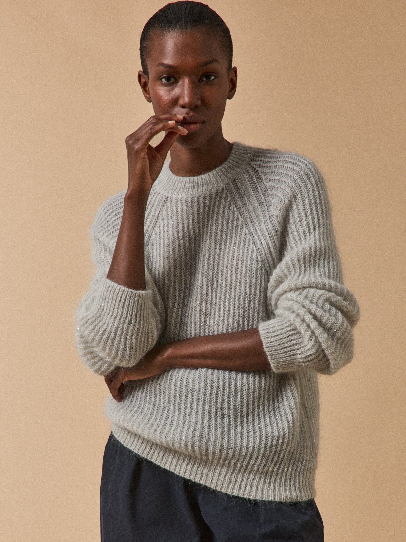 Women's mohair and alpaca sequined sweater