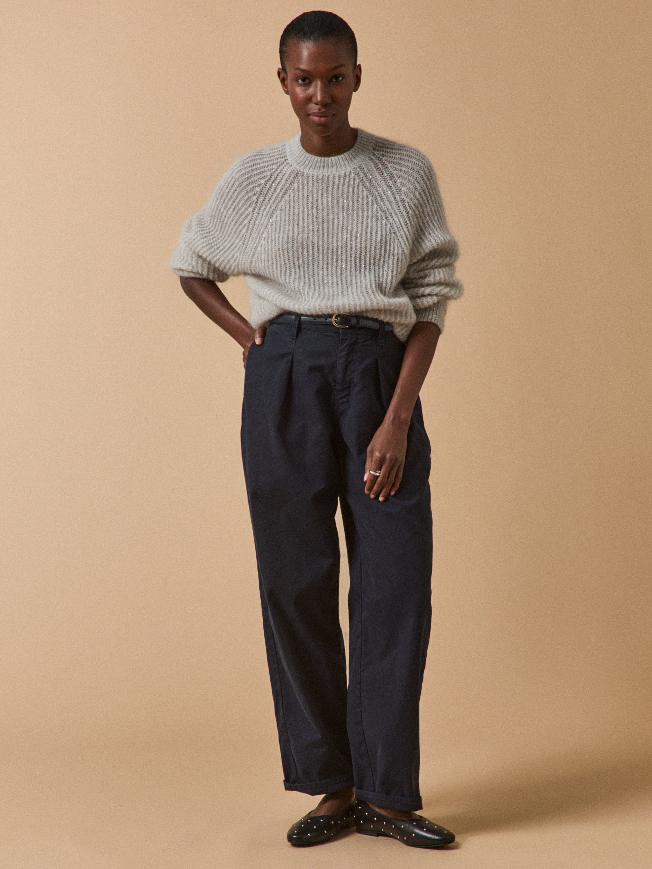 Women's mohair and alpaca sequined sweater