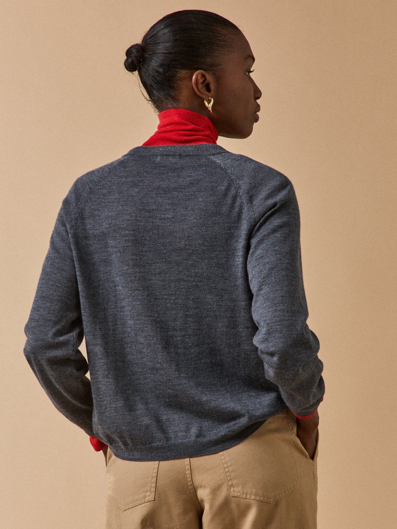 Women's button RWS* merino wool cardigan