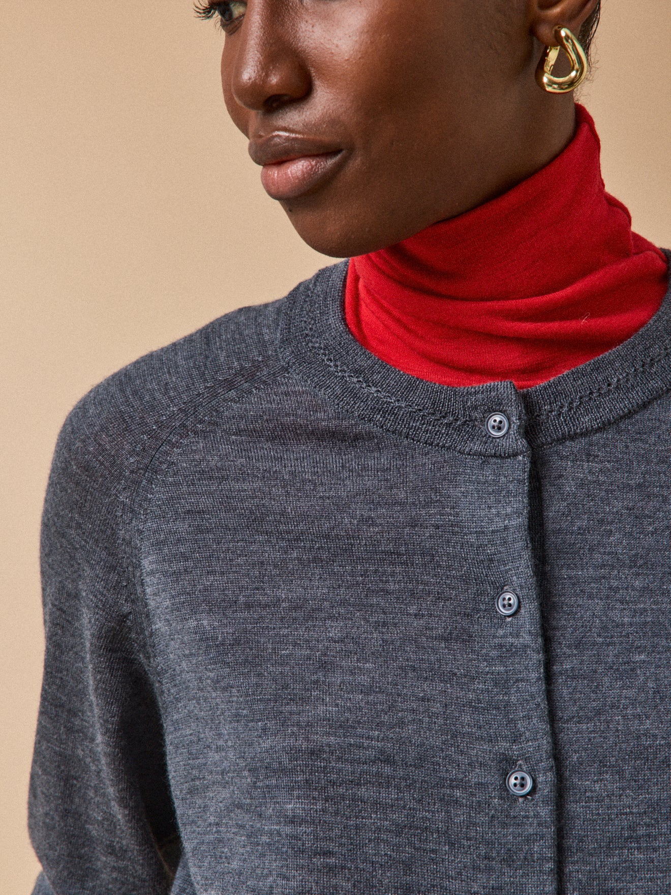 Women's button RWS* merino wool cardigan